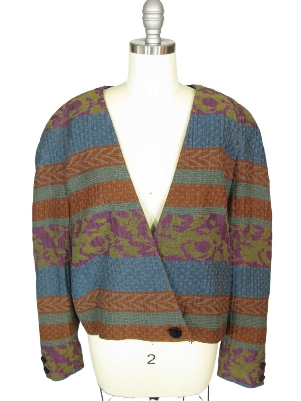 Vintage MICHII MOON FOR SANYO Cropped Boxy Jacket 12 Boho Artsy Southwestern